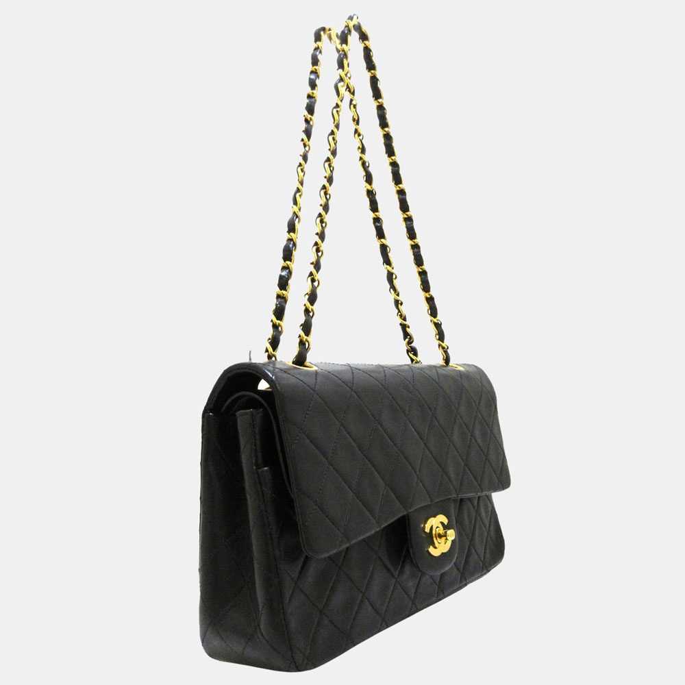 

Chanel Black Classic Medium Lambskin Double Flap Bag