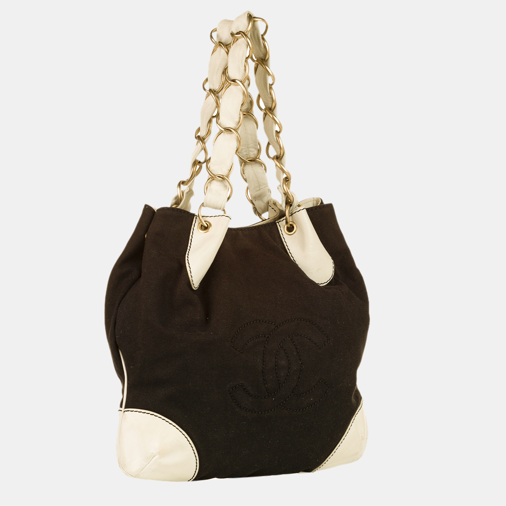 

Chanel Brown CC Canvas Tote Bag