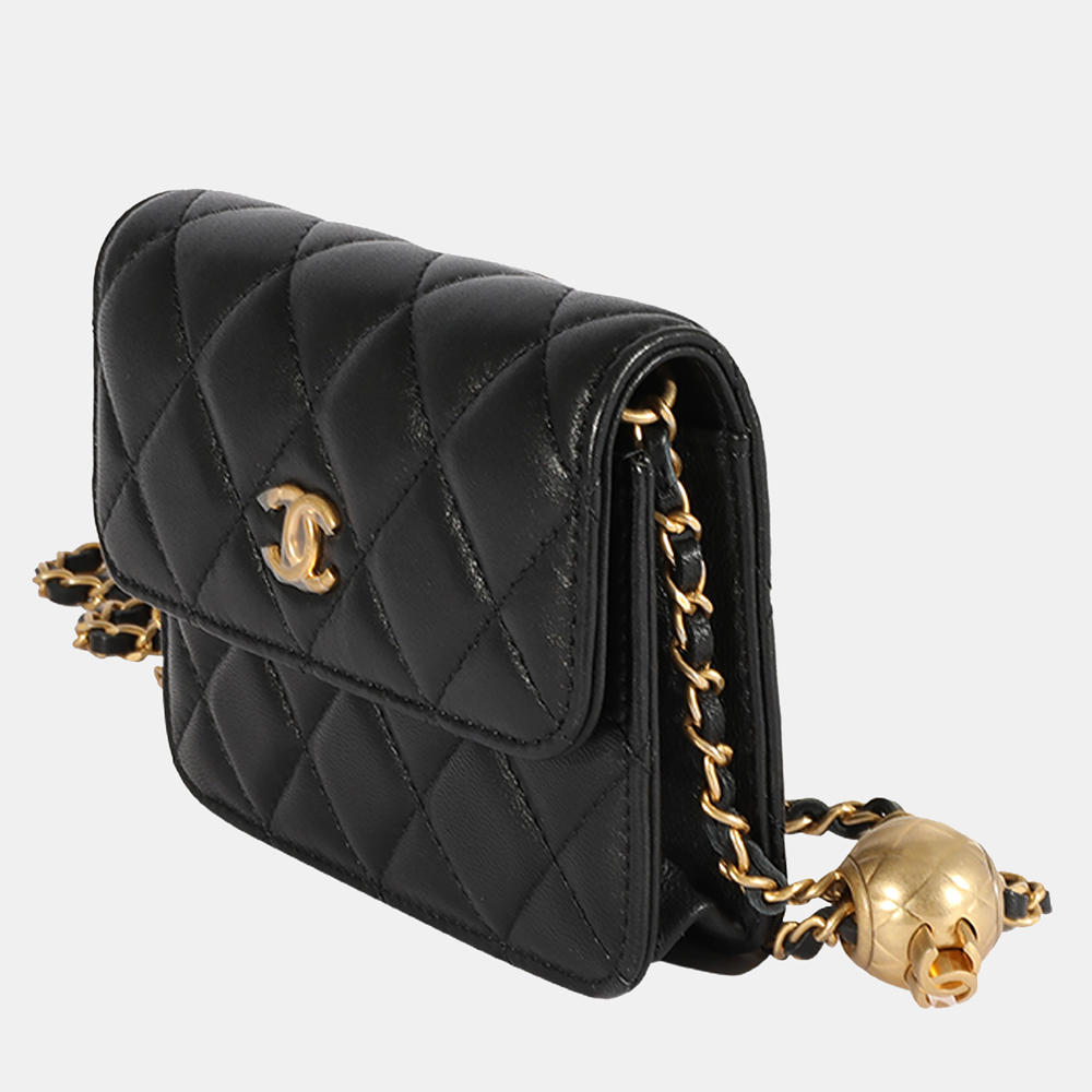 

Chanel Black Quilted Lambskin Pearl Crush Clutch With Chain