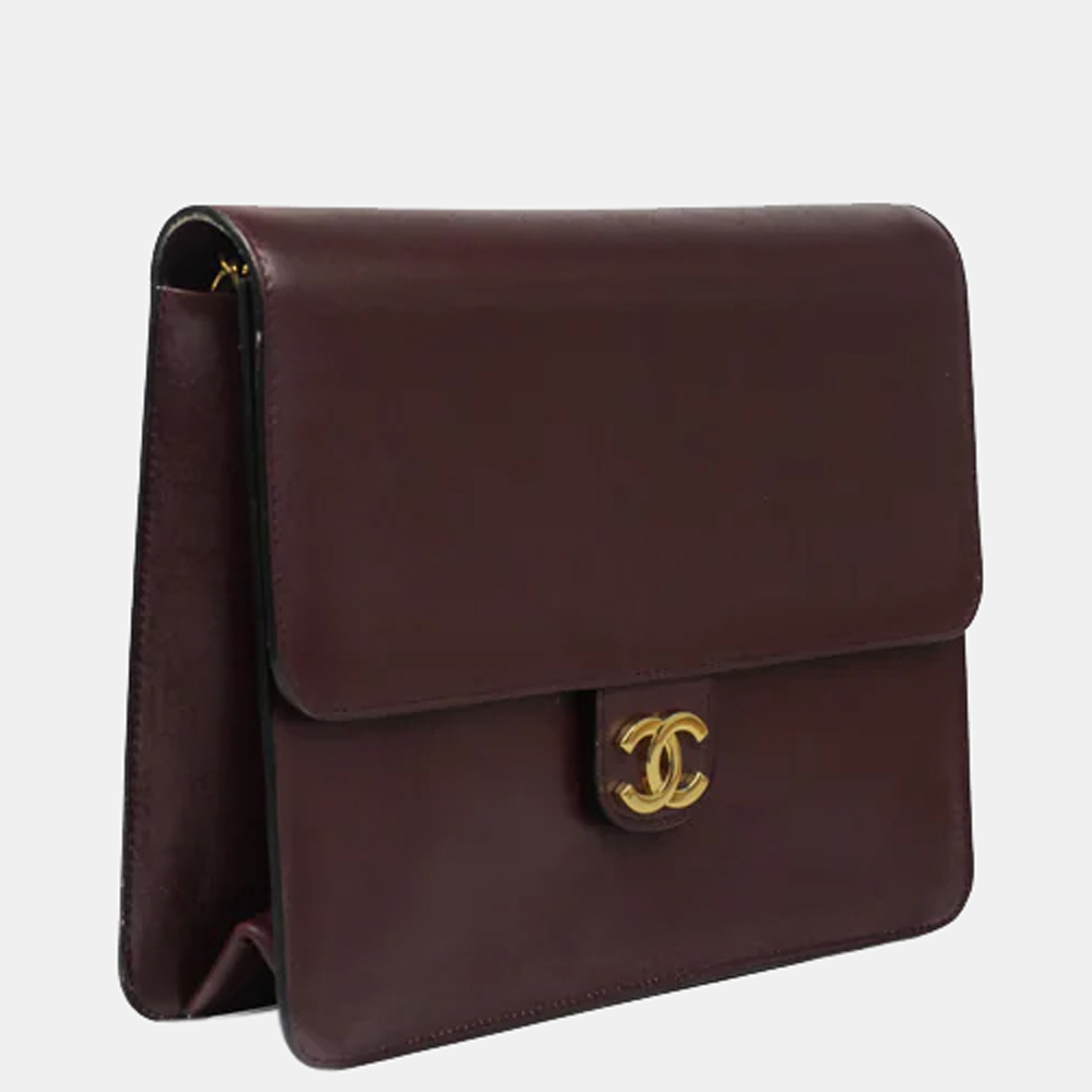 

Chanel Burgundy Leather Vintage Flap Shoulder Bag
