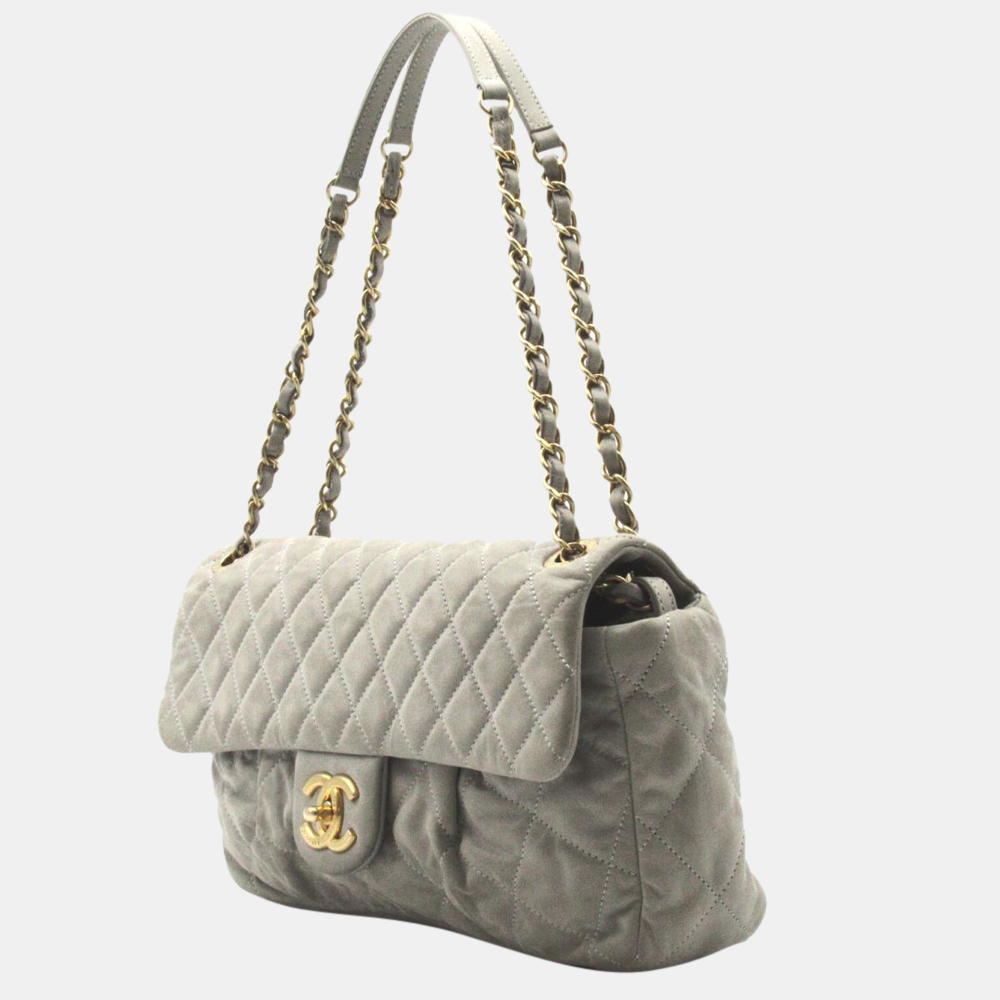 

Chanel Grey Leather Matelasse Flap Bag