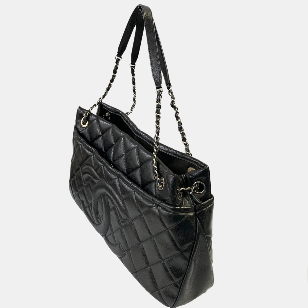 

Chanel Black CC Caviar Matelasse Tote Bag