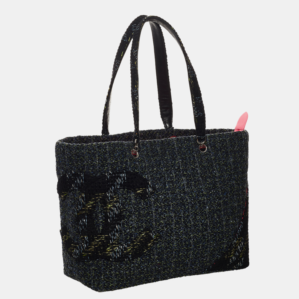 

Chanel Blue/Multi Color Cambon Ligne Tweed Tote Bag