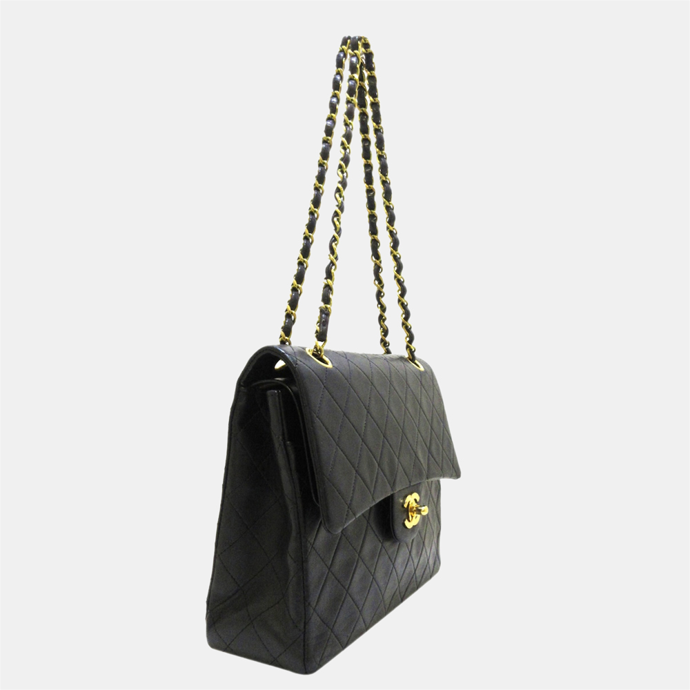 

Chanel Black Classic Medium Lambskin Leather Double Flap Bag