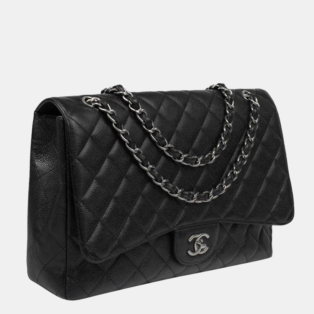 

Chanel Black Leather Maxi Caviar Jumbo Shoulder bag