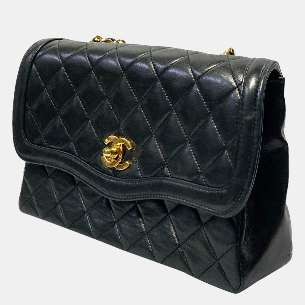 

Chanel Black Matelasse Leather Vintage Single Flap Bag