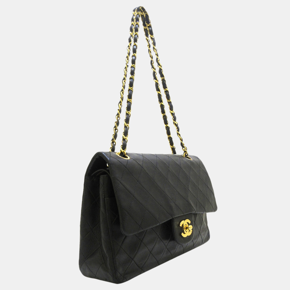 

Chanel Black Classic Medium Lambskin Double Flap Bag