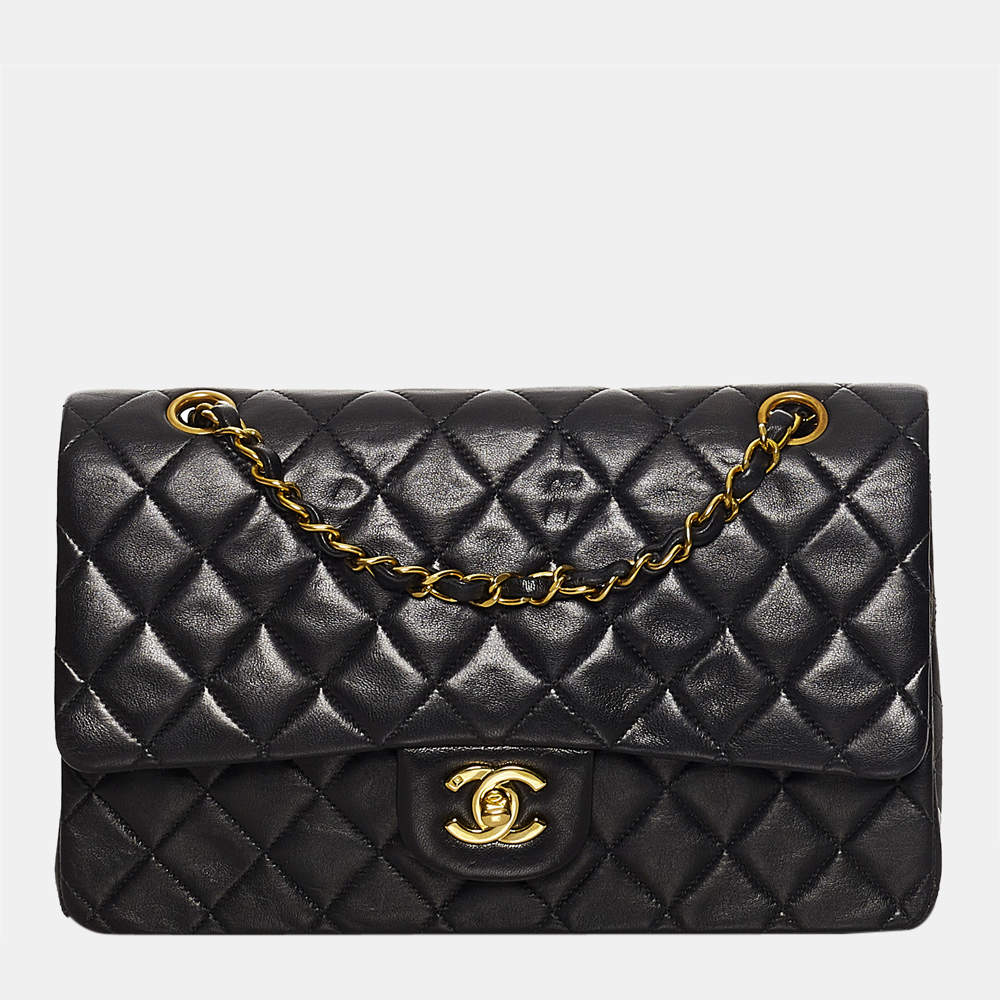 

Chanel Black Medium Classic Lambskin Leather Double Flap Bag