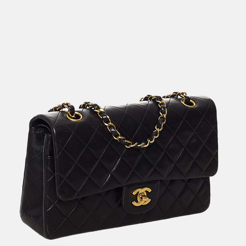 

Chanel Black Classic Medium Lambskin Leather Double Flap Bag