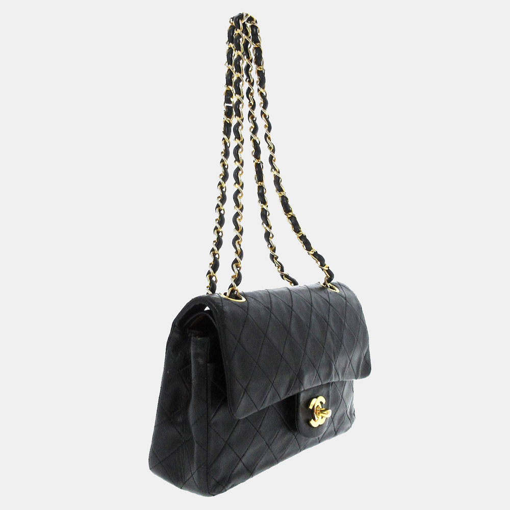 

Chanel Black Small Classic Lambskin Leather Double Flap Bag