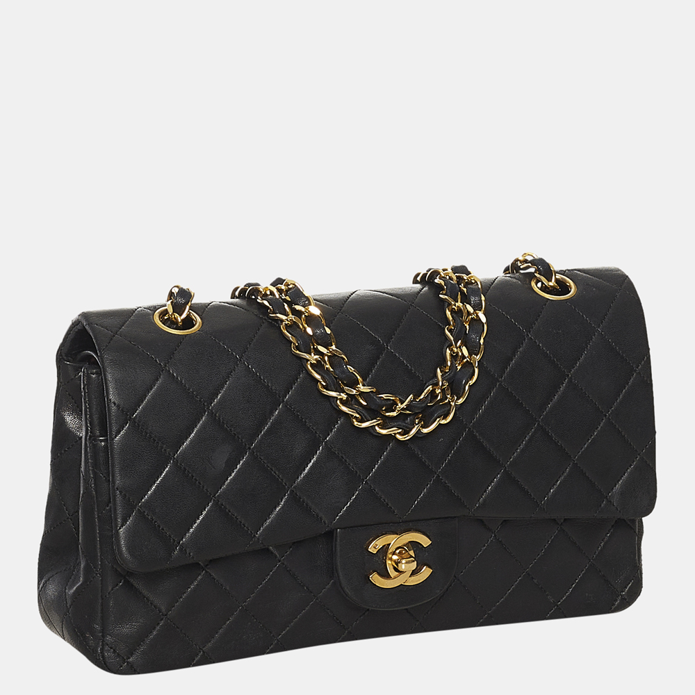 

Chanel Black Classic Medium Lambskin Double Flap Bag