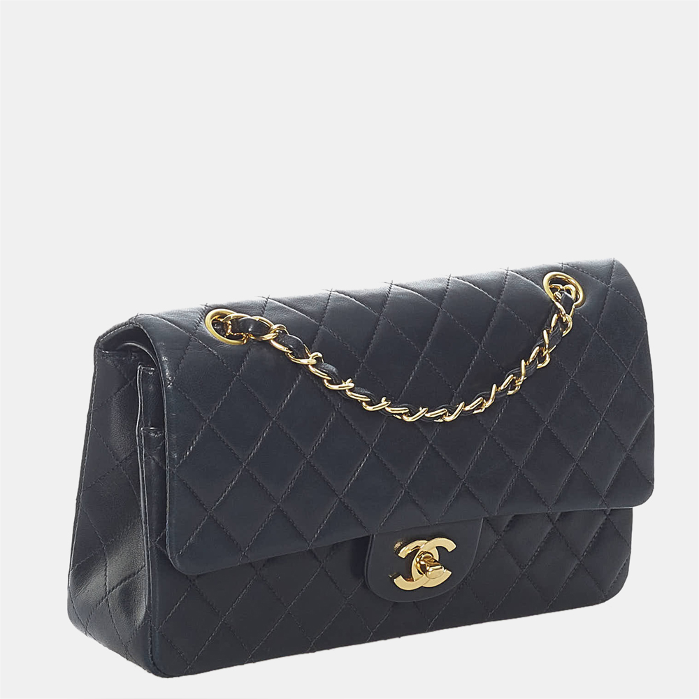 

Chanel Black Classic Medium Lambskin Double Flap Bag