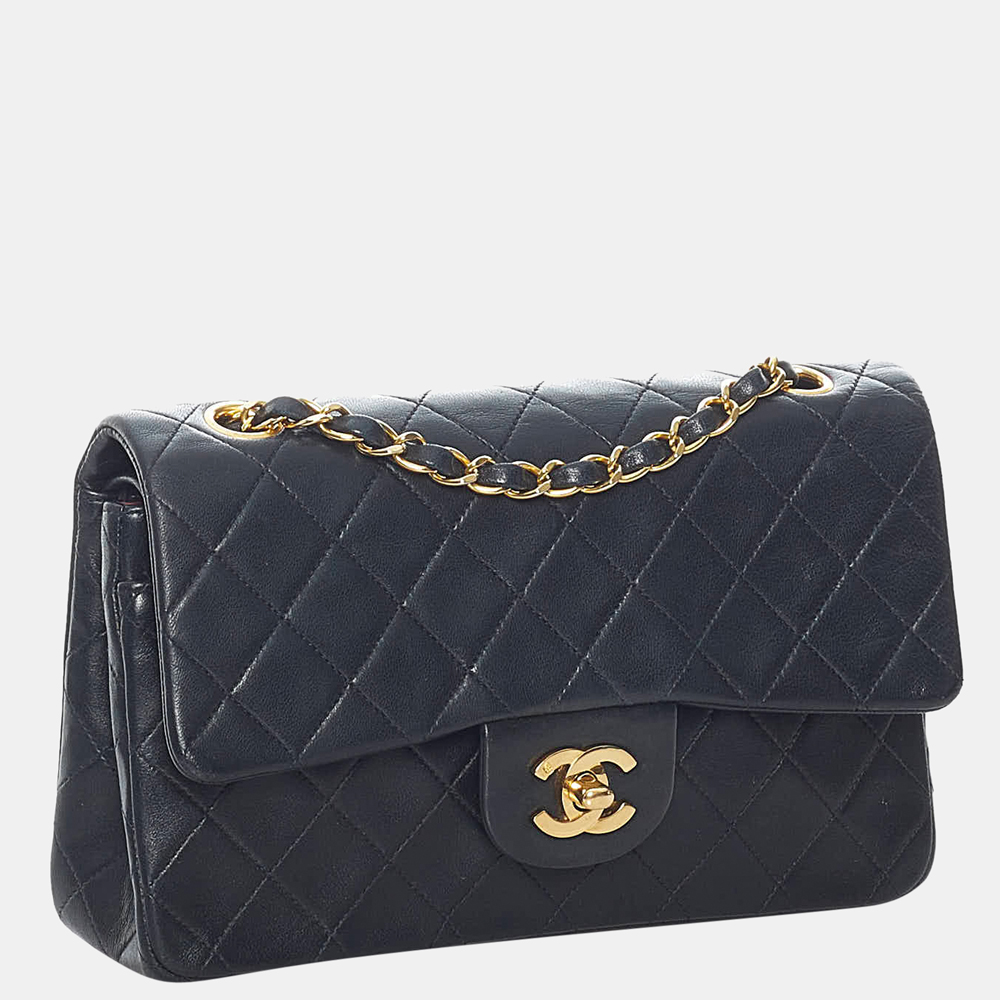 

Chanel Black Small Classic Lambskin Leather Double Flap Bag