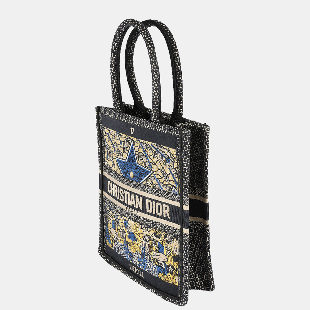 

Dior Navy and Multicolor Embroidery Vertical Book Tote Bag