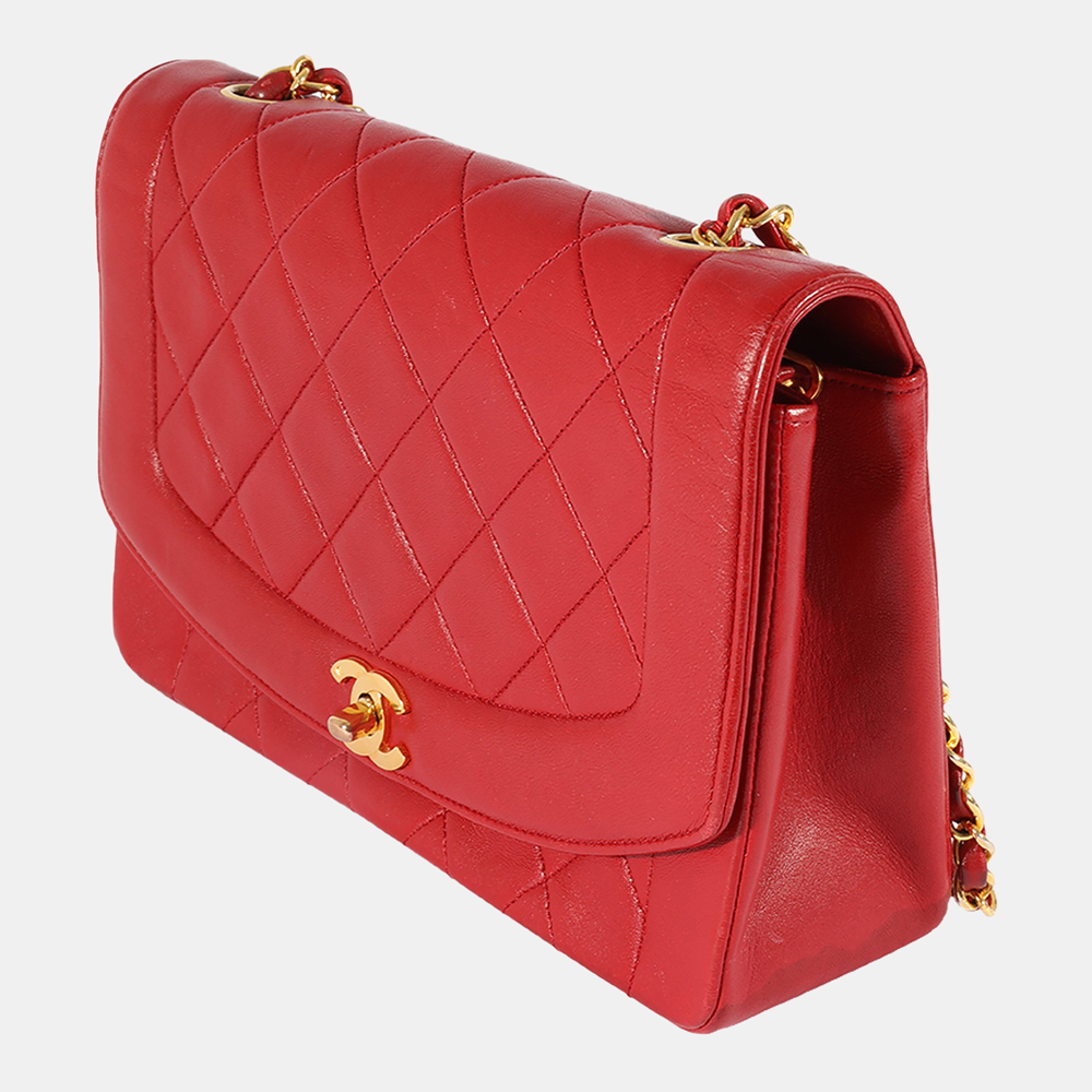 

Chanel Vintage Red Quilted Lambskin Diana Flap Bag