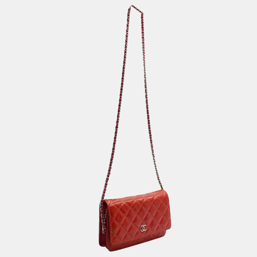 

Chanel Red Patent Leather Chain Wallet