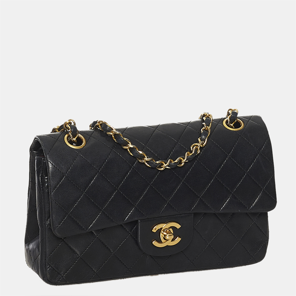 

Chanel Black Small Classic Lambskin Leather Double Flap Bag