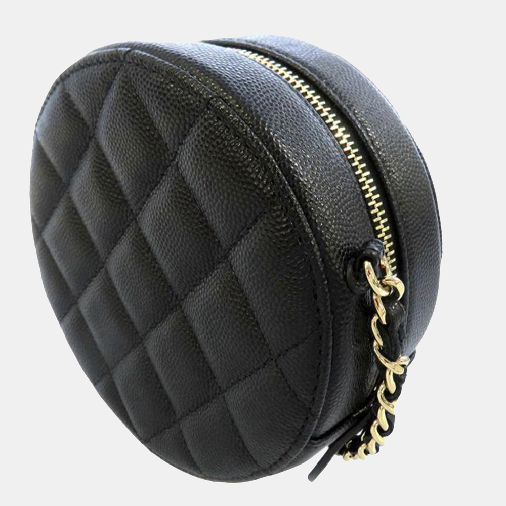 

Chanel Black CC Caviar Round Chain Crossbody Bag