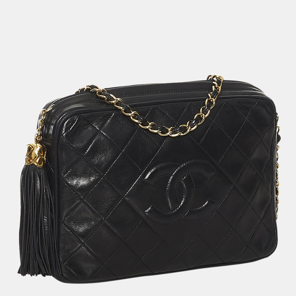 

Chanel Black CC Lambskin Leather Tassel Crossbody Bag
