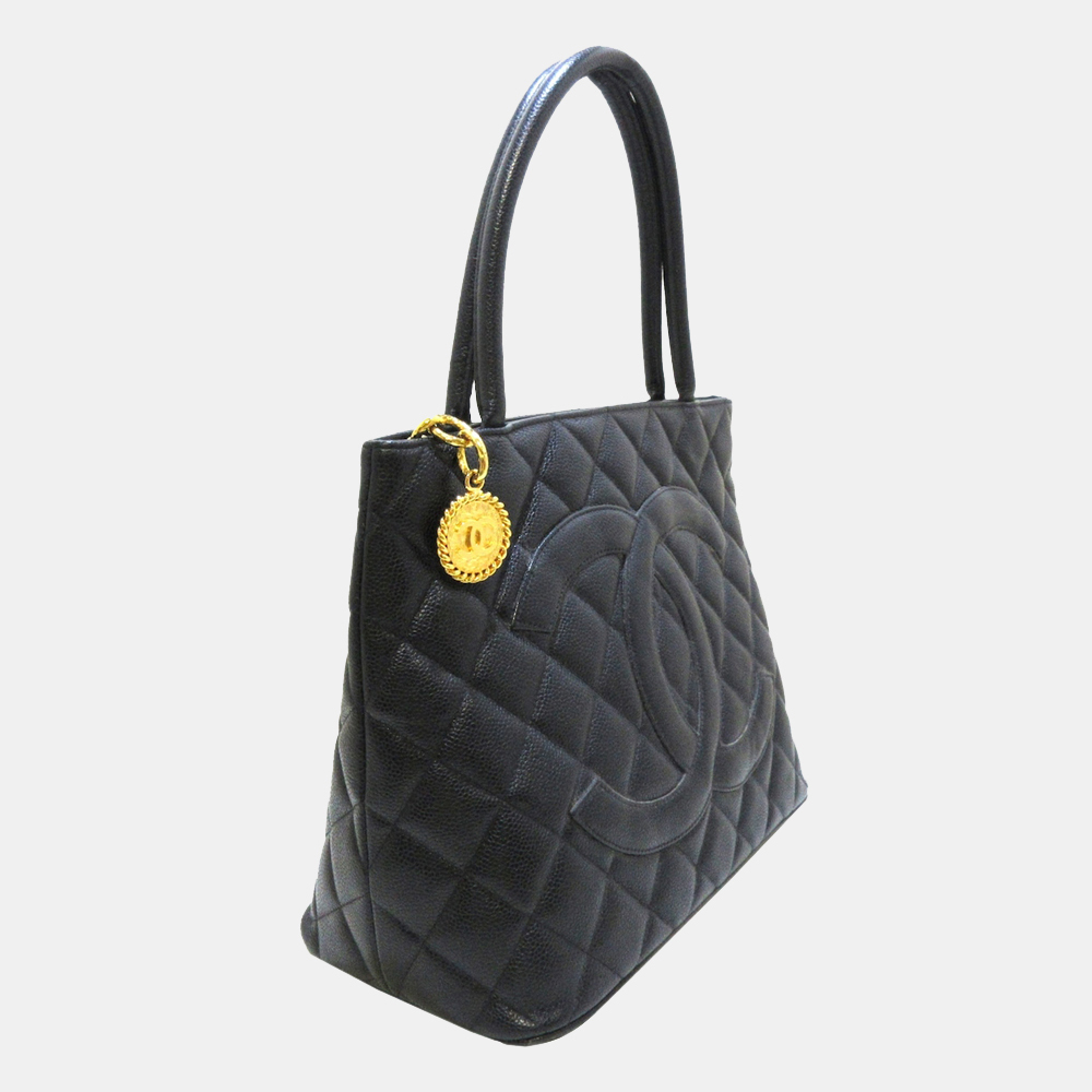 

Chanel Blue Caviar Medallion Tote Bag