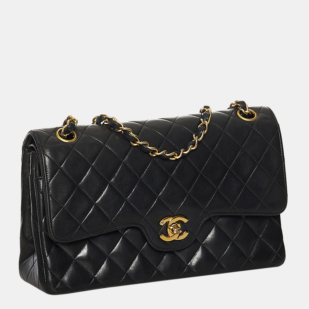 

Chanel Black Classic Lambskin Leather Double Flap Bag