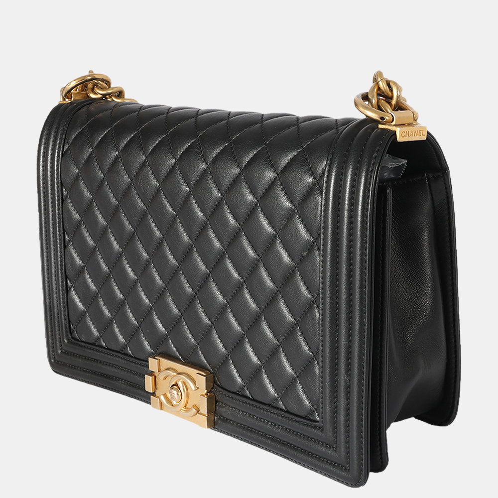 

Chanel Black Quilted Lambskin Medium Boy Bag