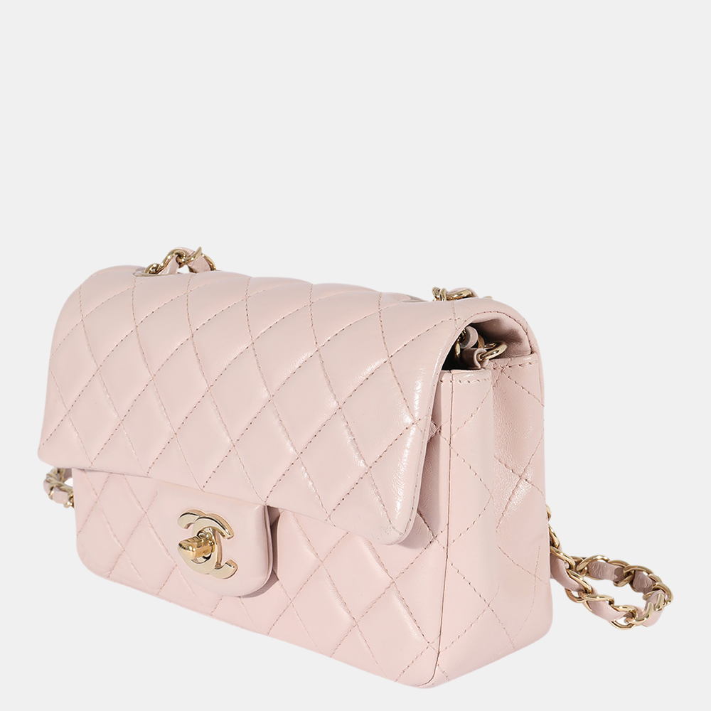 

Chanel Pink Leather Classic Rectangle Mini Flap Bag