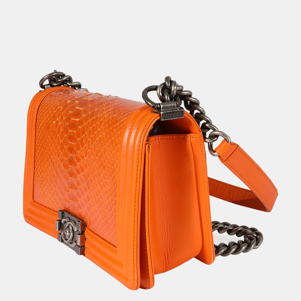 

Chanel Orange Python  Boy Bag