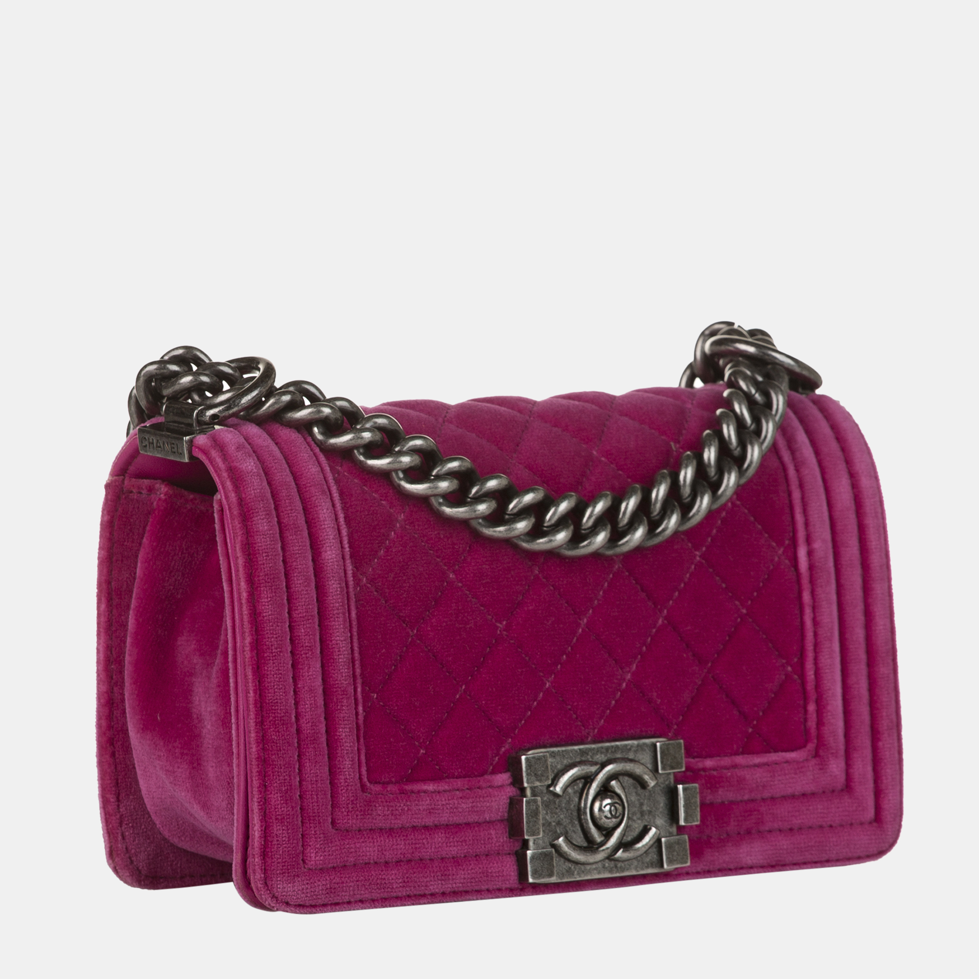 

Chanel Pink Small Boy Velvet Flap Bag