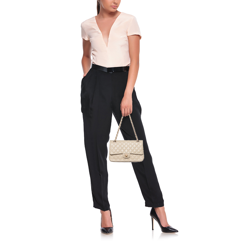 

Chanel Cream Quilted Leather Medium Classic Double Flap Bag