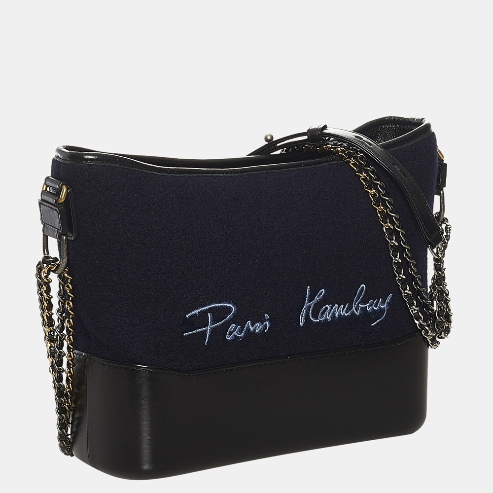 

Chanel Black/Blue Paris Hamburg Embroidered Gabrielle