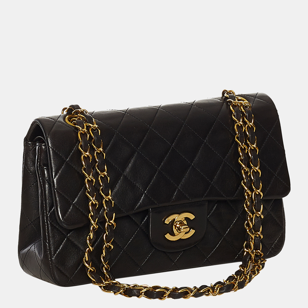 

Chanel Black Small Classic Lambskin Leather Double Flap Bag