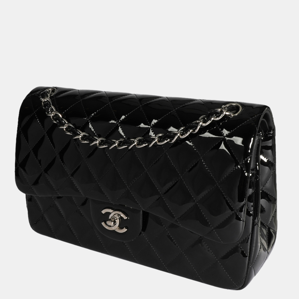 

Chanel Black Quilted Patent Leather Jumbo Classic Double Flap Bag