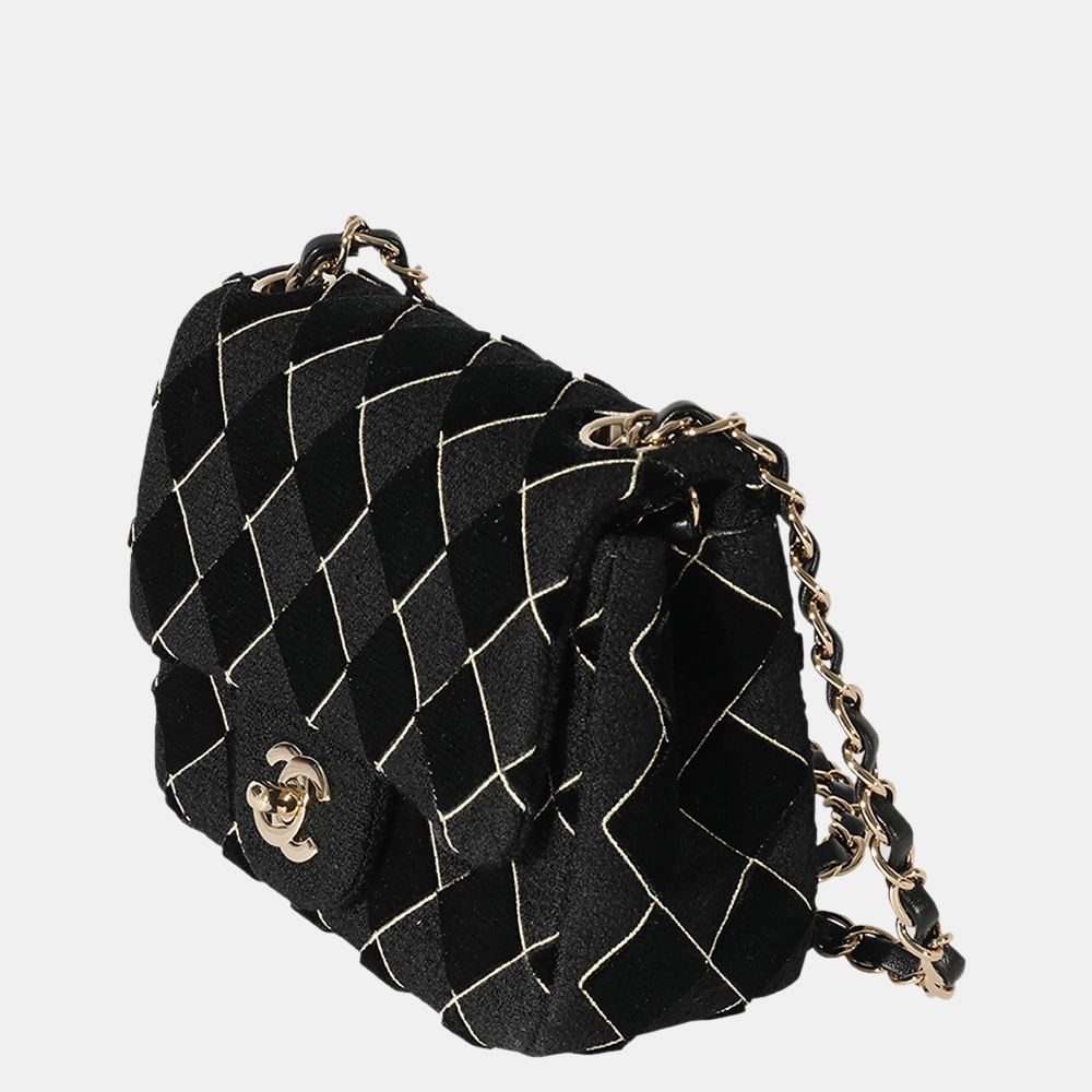 

Chanel Black Velvet & Tweed Diamond Stitch Square Mini Flap Bag