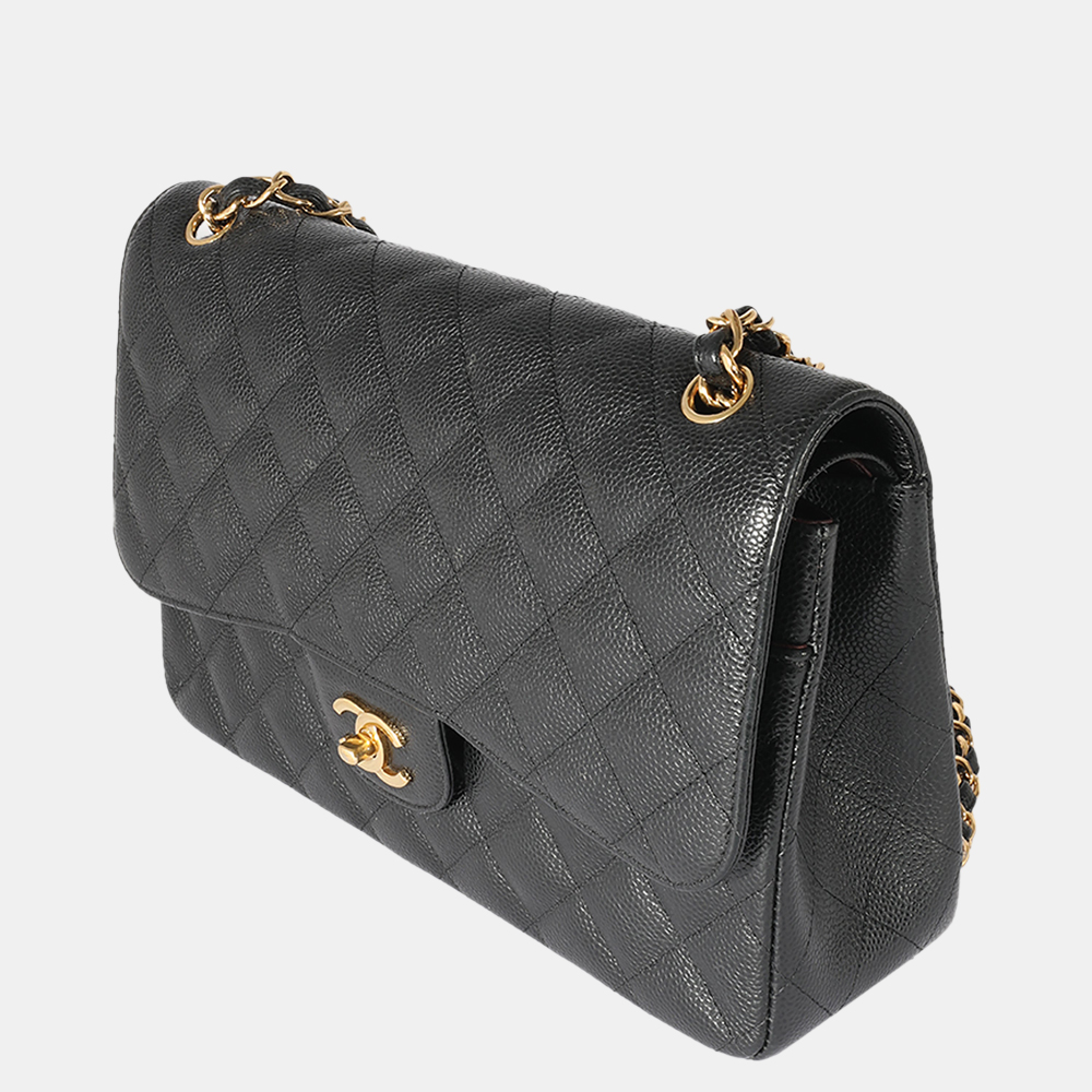 

Chanel Black Quilted Caviar Jumbo Double Flap Bag