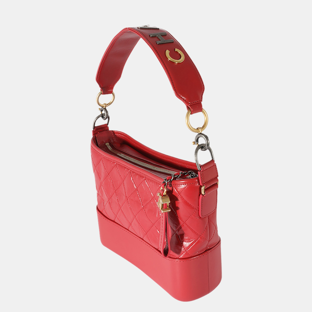 

Chanel Red Aged Calfskin Medium Gabrielle Novelty Hobo Bag