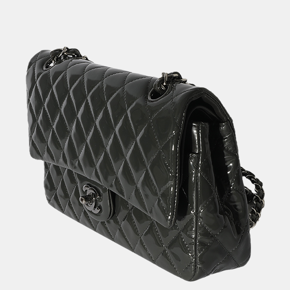 

Chanel Grey Patent Leather Medium Classic Flap Bag