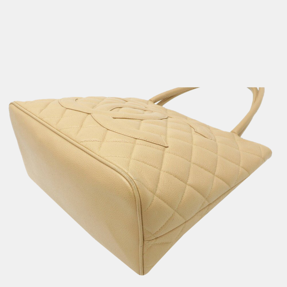 

Chanel Beige Caviar Leather Medallion Tote Bag