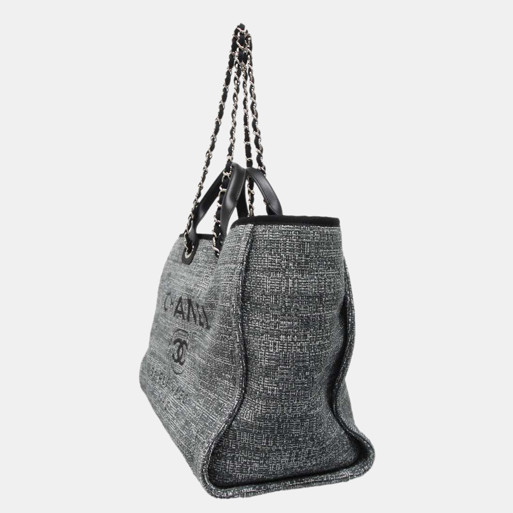 

Chanel Grey Canvas Deauville Large Tote Bag, Black