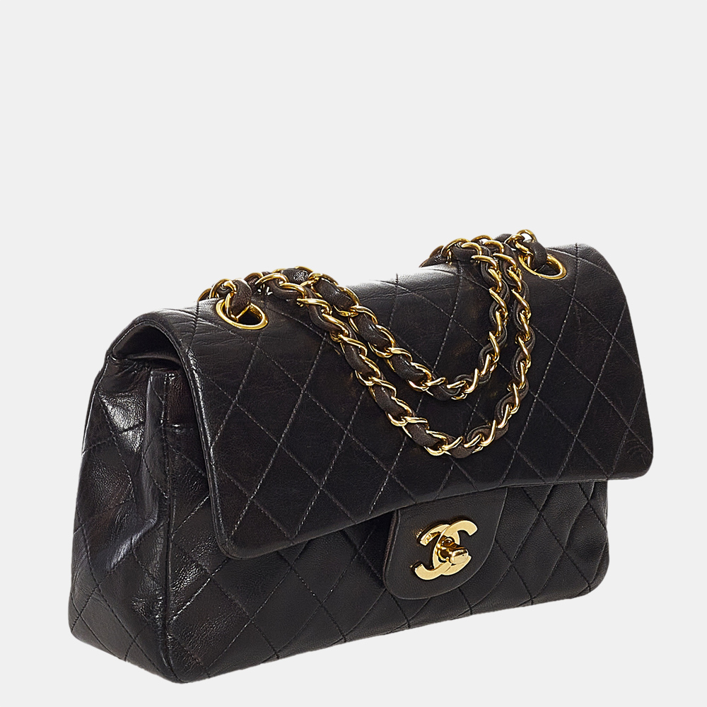 

Chanel Black Small Classic Lambskin Leather Double Flap Bag