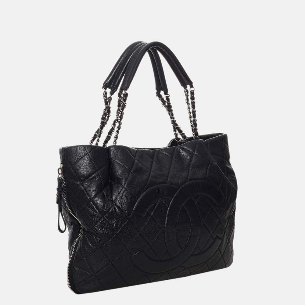 

Chanel Black CC Caviar Matelasse Chain Tote Bag
