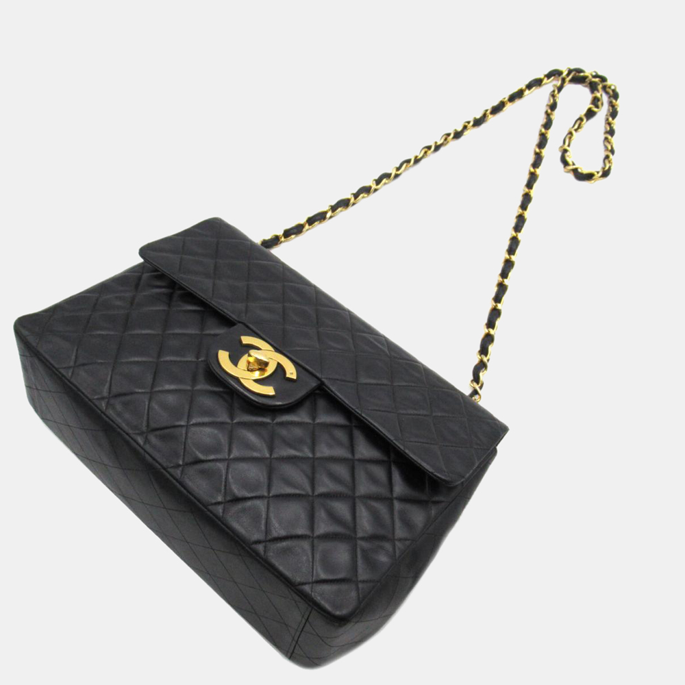 

Chanel Black Leather Maxi Classic Single Flap Bag