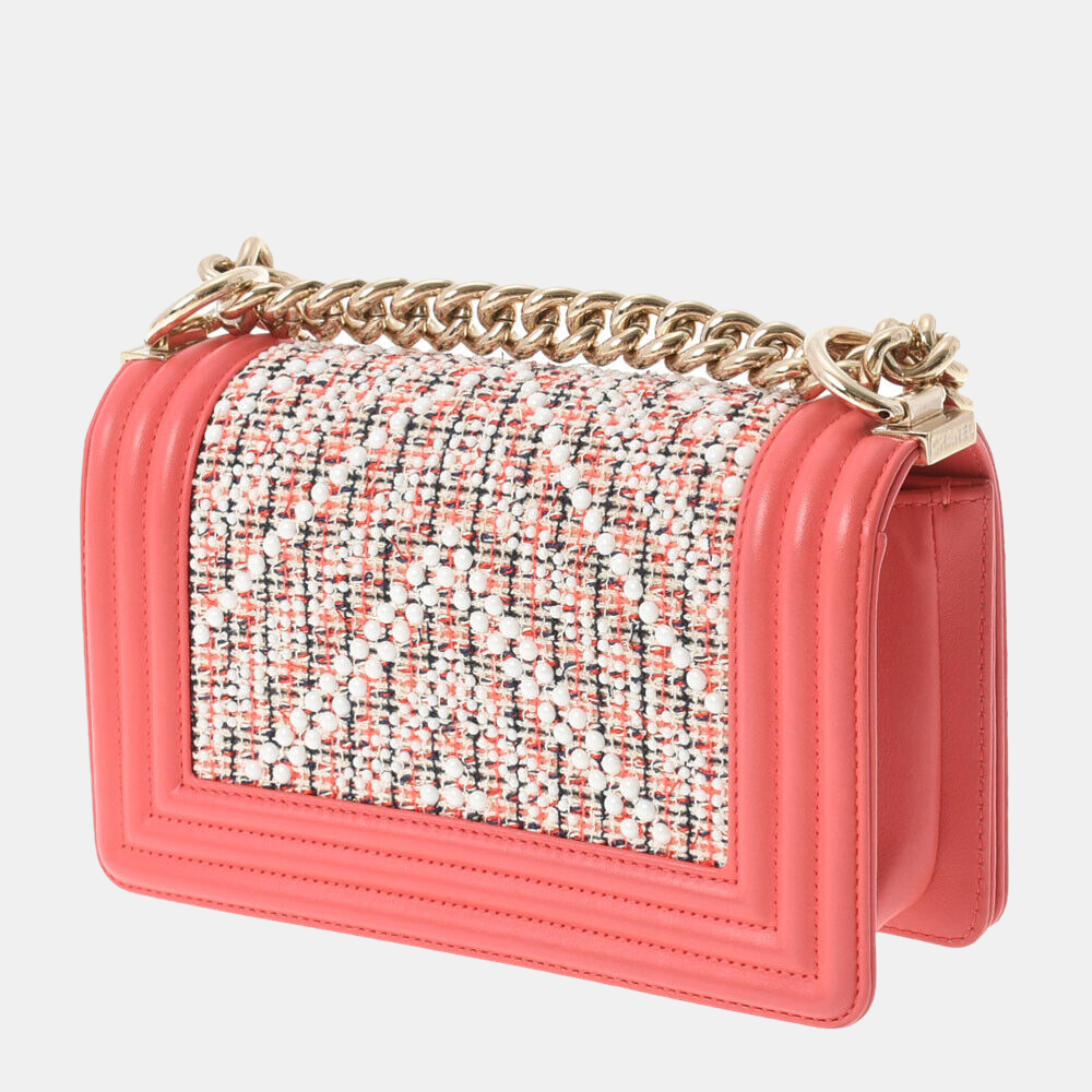 

Chanel Pink Leather Chevron Small Boy Flap Bag Shoulder Bag