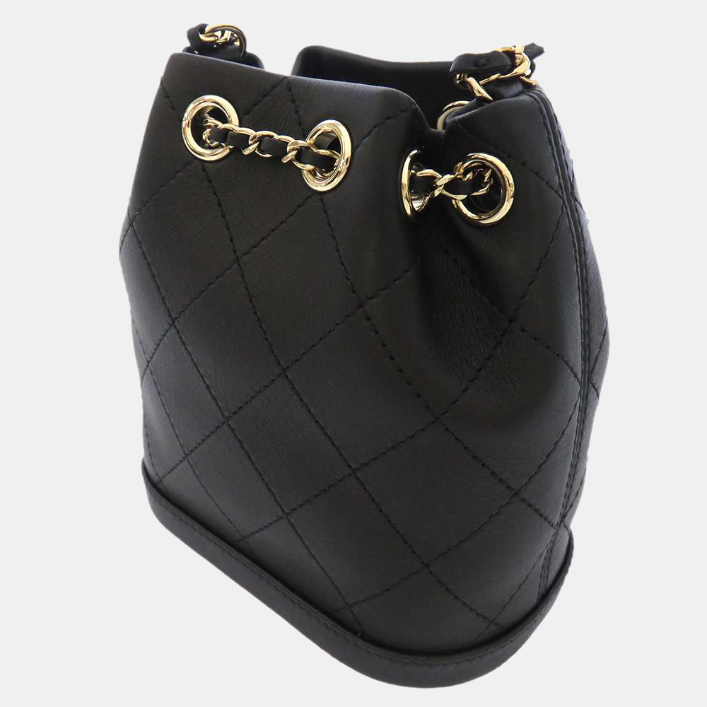 

Chanel Black Leather Egyptian Amulet CC Mini Bucket Bag