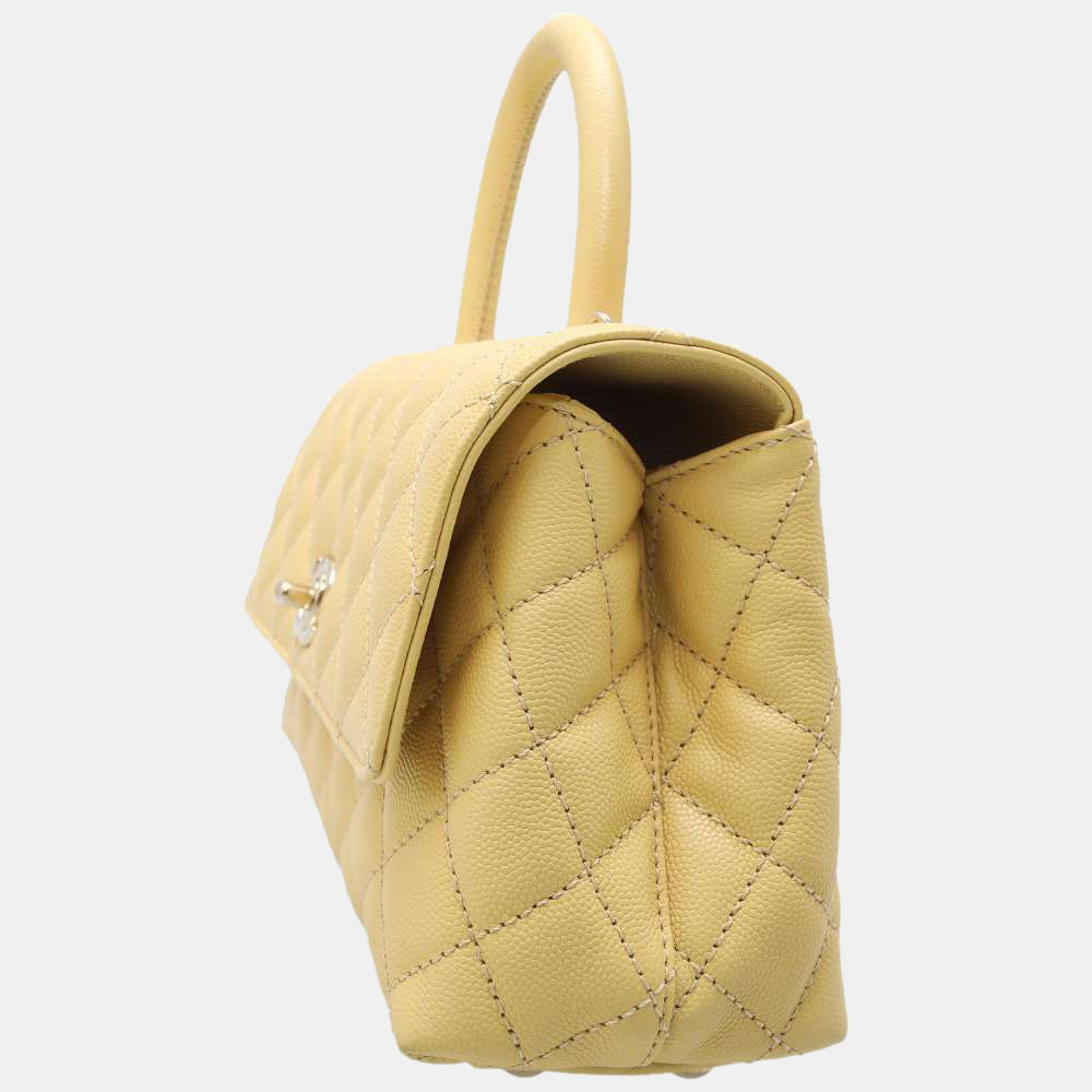 

Chanel Yellow Caviar Leather CC Top Handle Flap Bag