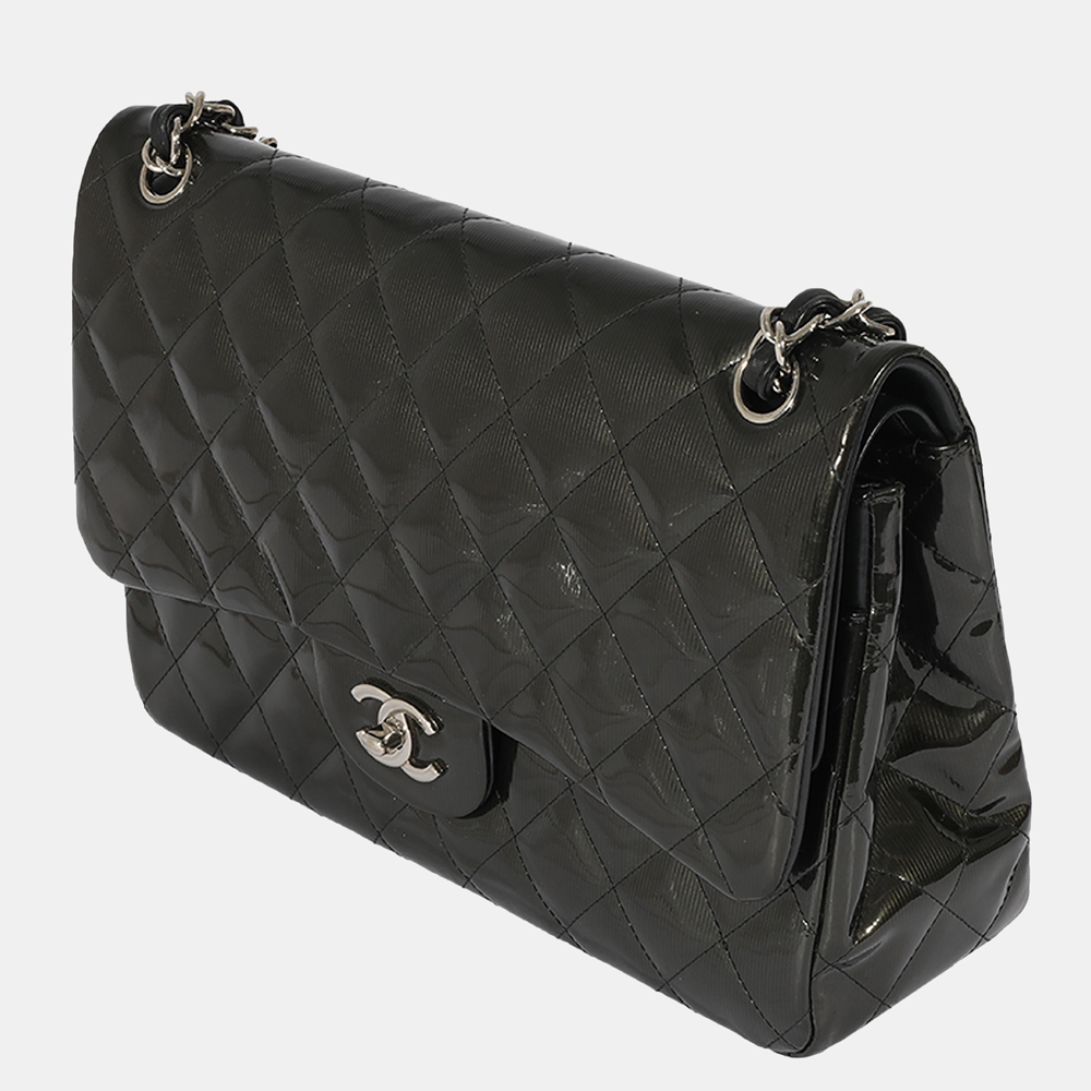 

Chanel Black Quilted Patent Leather Jumbo Double Flap Bag