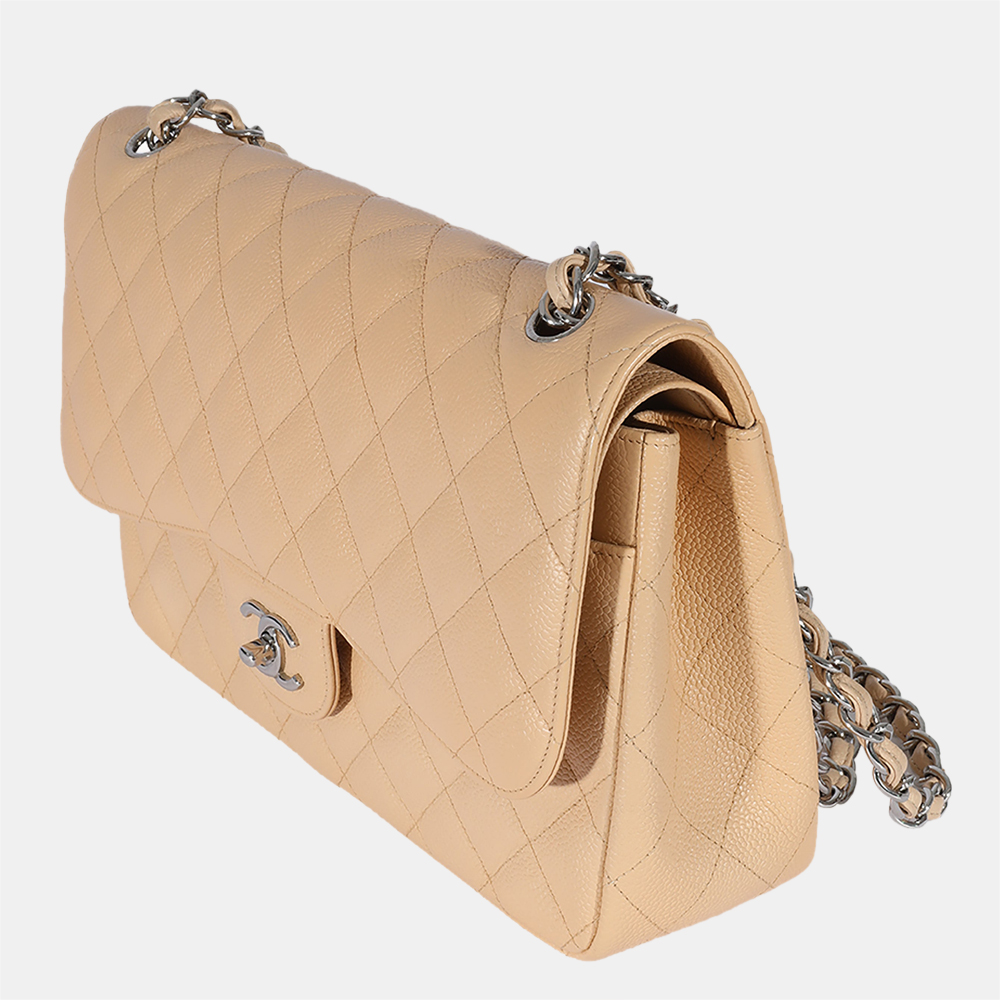 

Chanel Beige Quilted Caviar Jumbo Classic Double Flap Bag