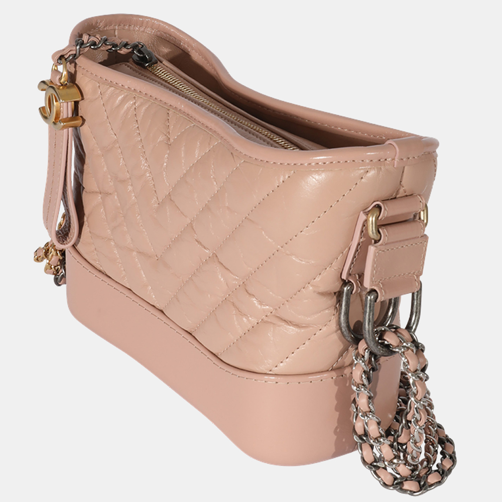 

Chanel Pink Aged Calfskin Chevron Quilted  Gabrielle Hobo bag