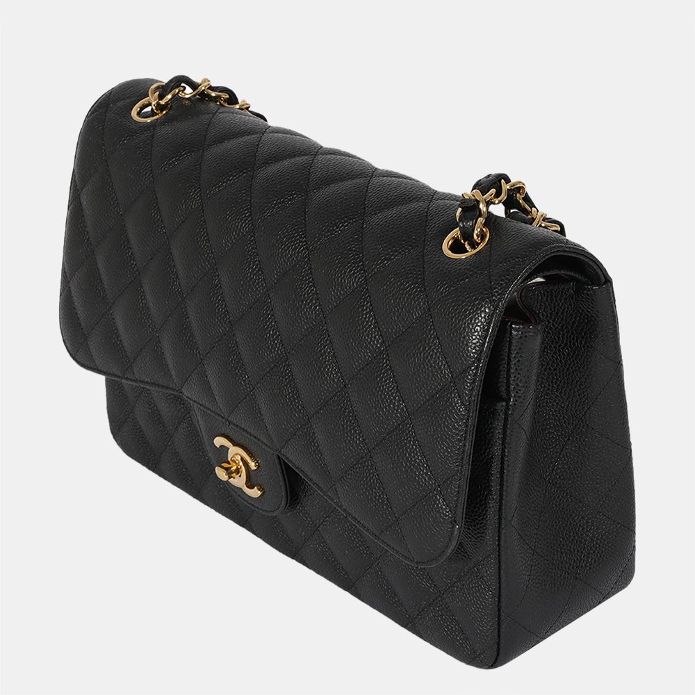 

Chanel Black Quilted Caviar Classic Jumbo Double Flap Bag