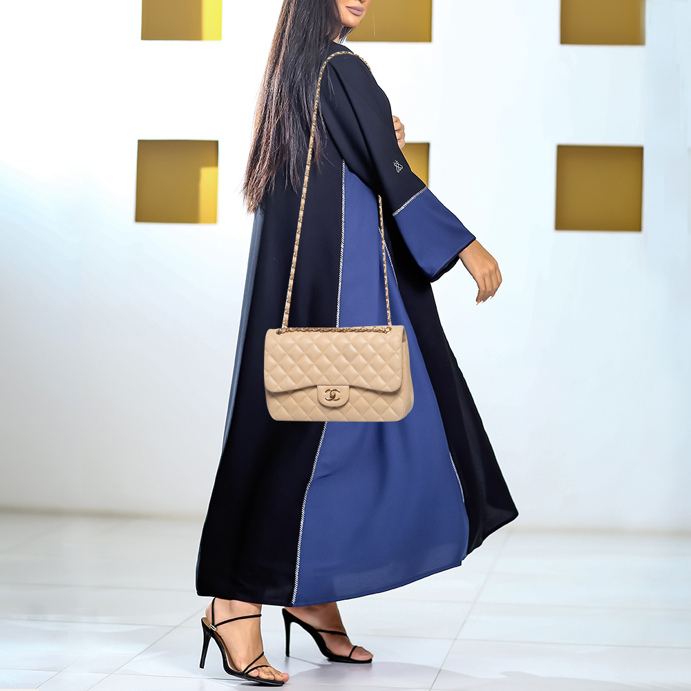 

Chanel Beige Quilted Leather Jumbo Classic Double Flap Bag